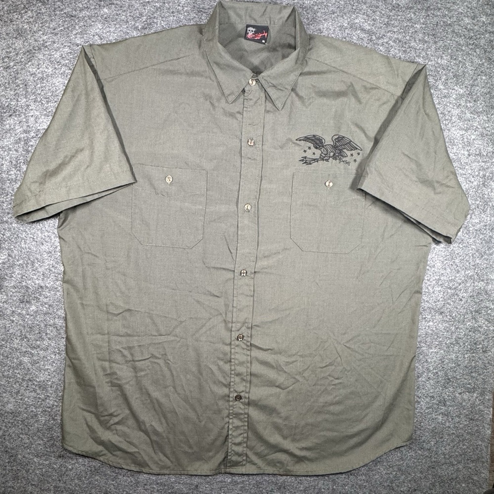Rock Steady Button Down Shirt Men XXL American Eagle Short Sleeve made in USA